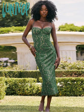 Lunivop Midi Green Dress Elegant Sexy Night Wedding Guest Evening Party Dresses Spaghetti Strap